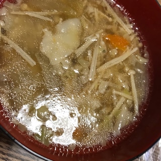 潰し餃子でワンタン風中華スープ